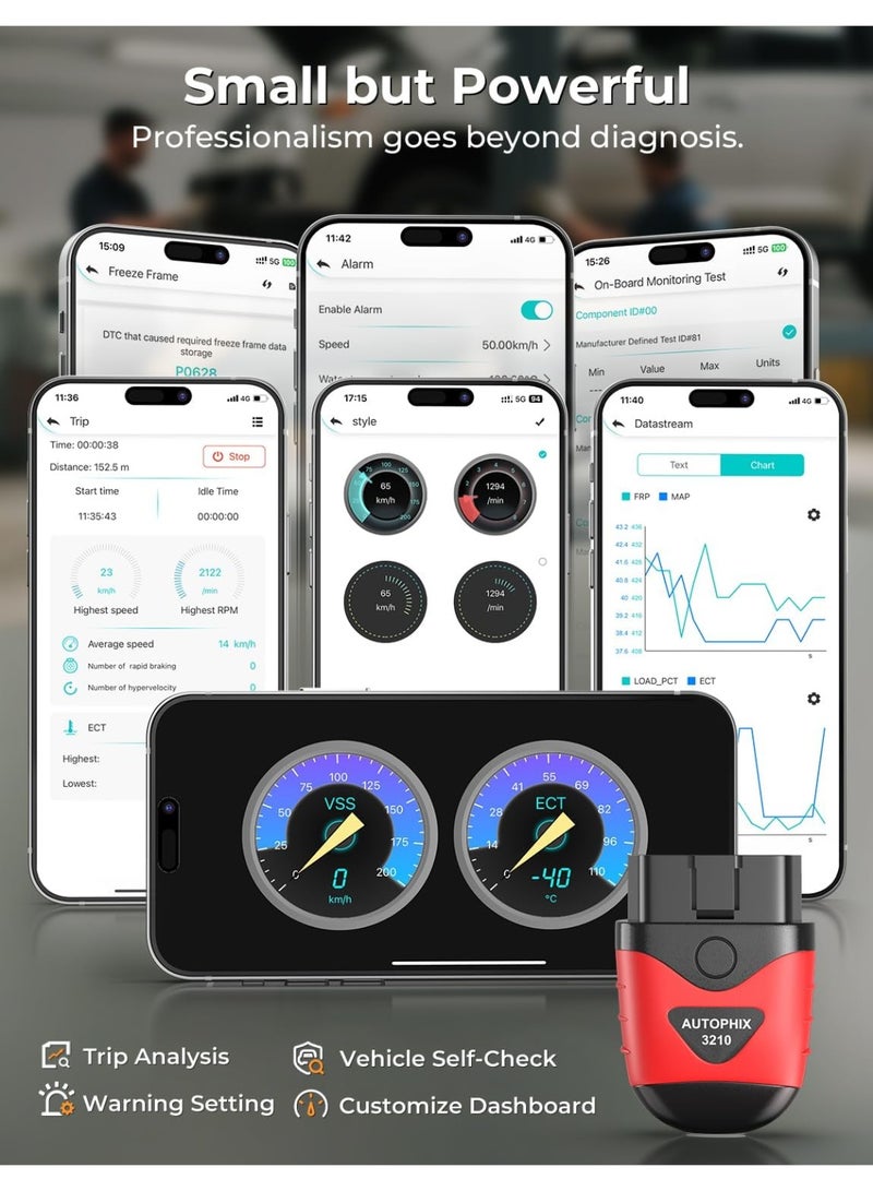 AutoPhix 3210 OBD2 Scanner Bluetooth, Wireless Code Reader for Car - Check Engine Light & Battery - Easy DIY Car Diagnostic Scanner Tool for 1996+ Vehicles, No Subscription Fee for iPhone & Android - Image 5